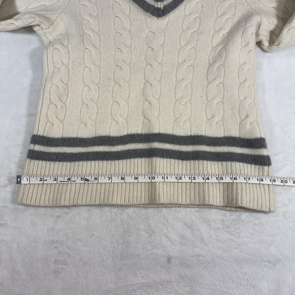 Polo Ralph Lauren The Iconic Cricket Sweater Womans MD Wool Cashmere Cream Gray - Picture 14 of 15
